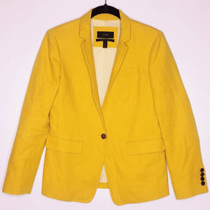 J. Crew Regent Blazer 100% Linen Yellow 2P Petite Jacket Single Button Suiting